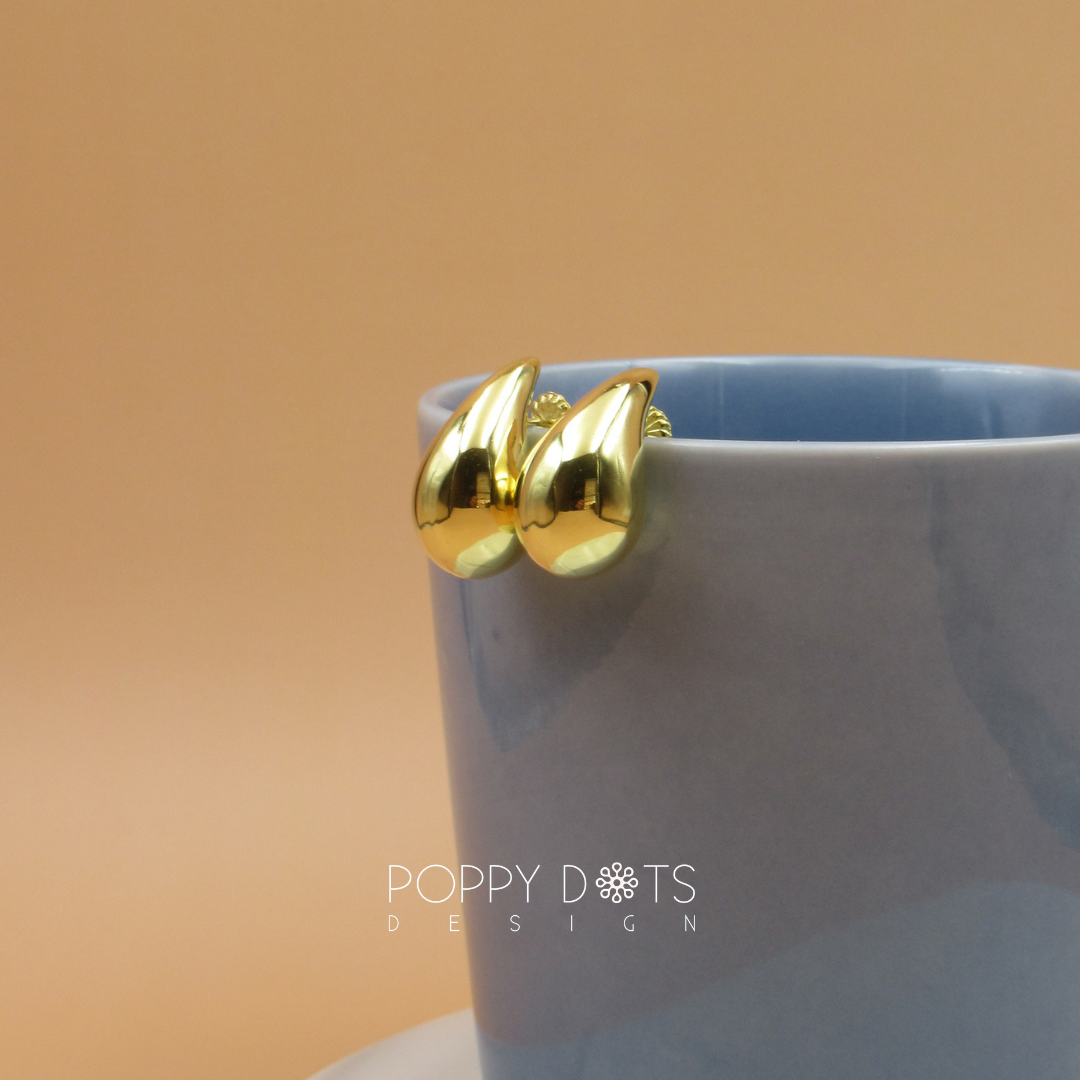 Sterling Silver Gold Plated Chunky Teardrop Studs