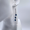 Sterling Silver Triple Navy Oval Zirconia Earrings
