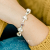 Freshwater Pearl, Blue Topaz, Purple Amethyst, Garnet and Citrine Quartz Bracelet set in Sterling Silver