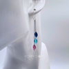 Sterling Silver Triple Multi Colour Zirconia Earrings