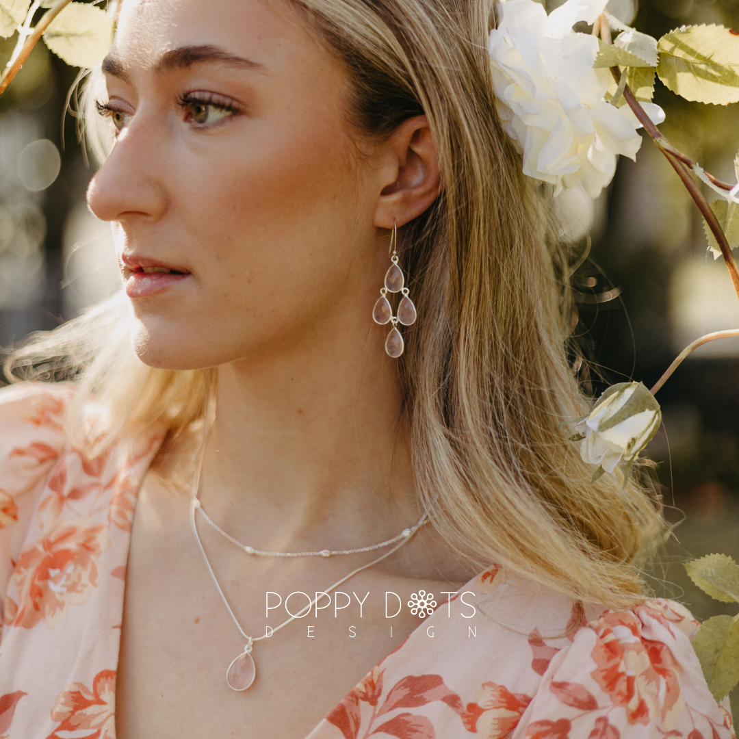 Sterling Silver Rose Quartz Teardrop Pendant