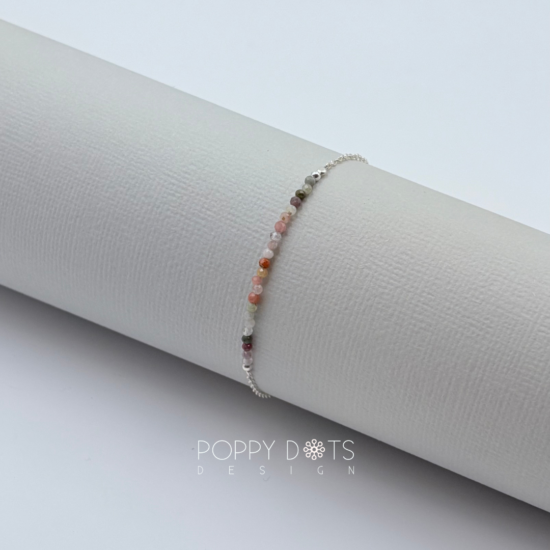 Sterling Silver Delicate Mixed Tourmaline Bracelet