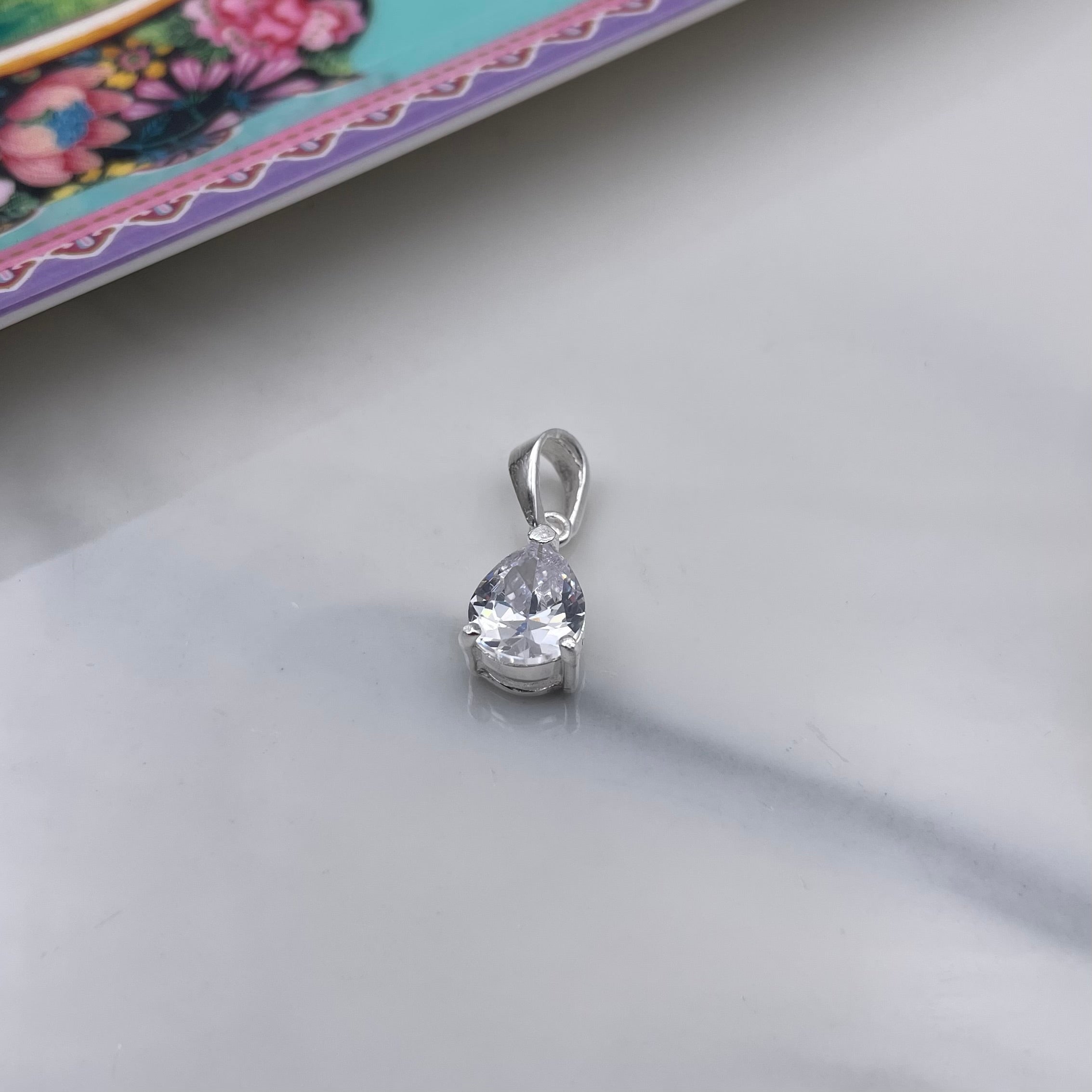 Sterling Silver Zirconia Teardrop Pendant