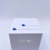 Sterling Silver Navy Teardrop Zirconia Threaders