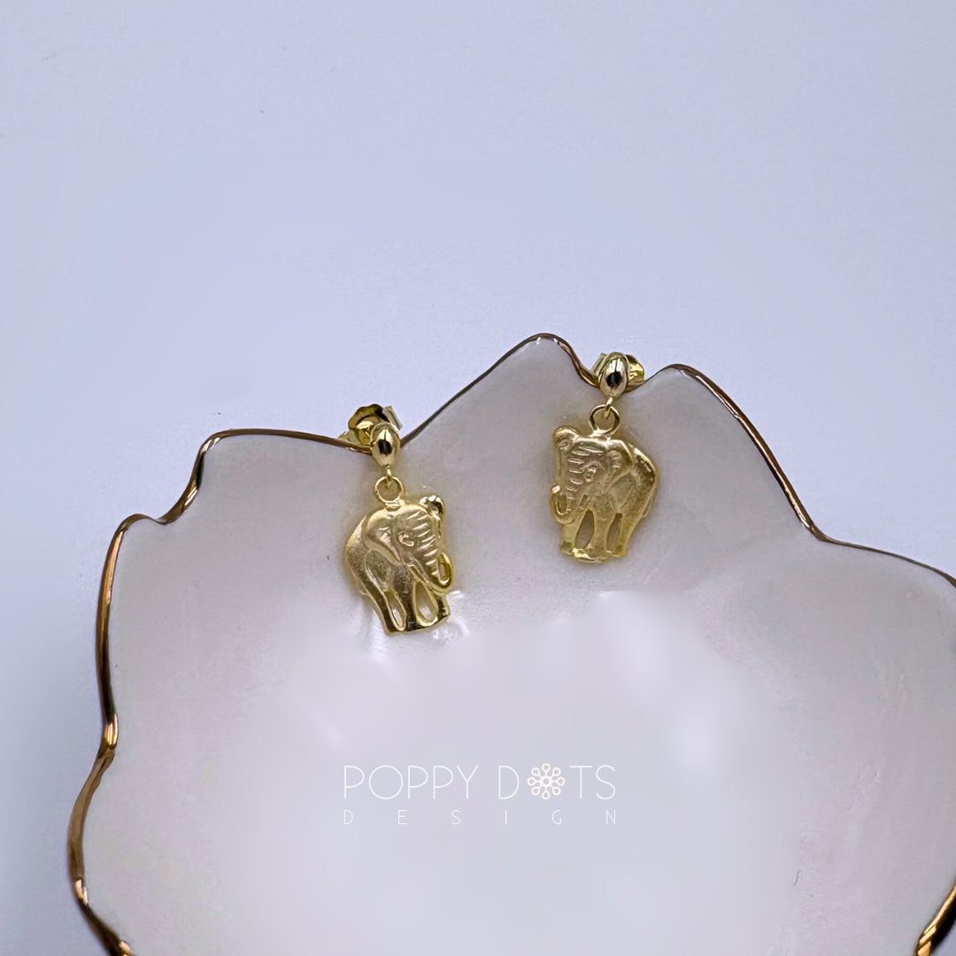 Sterling Silver Gold Plated Elephant Stud Earrings