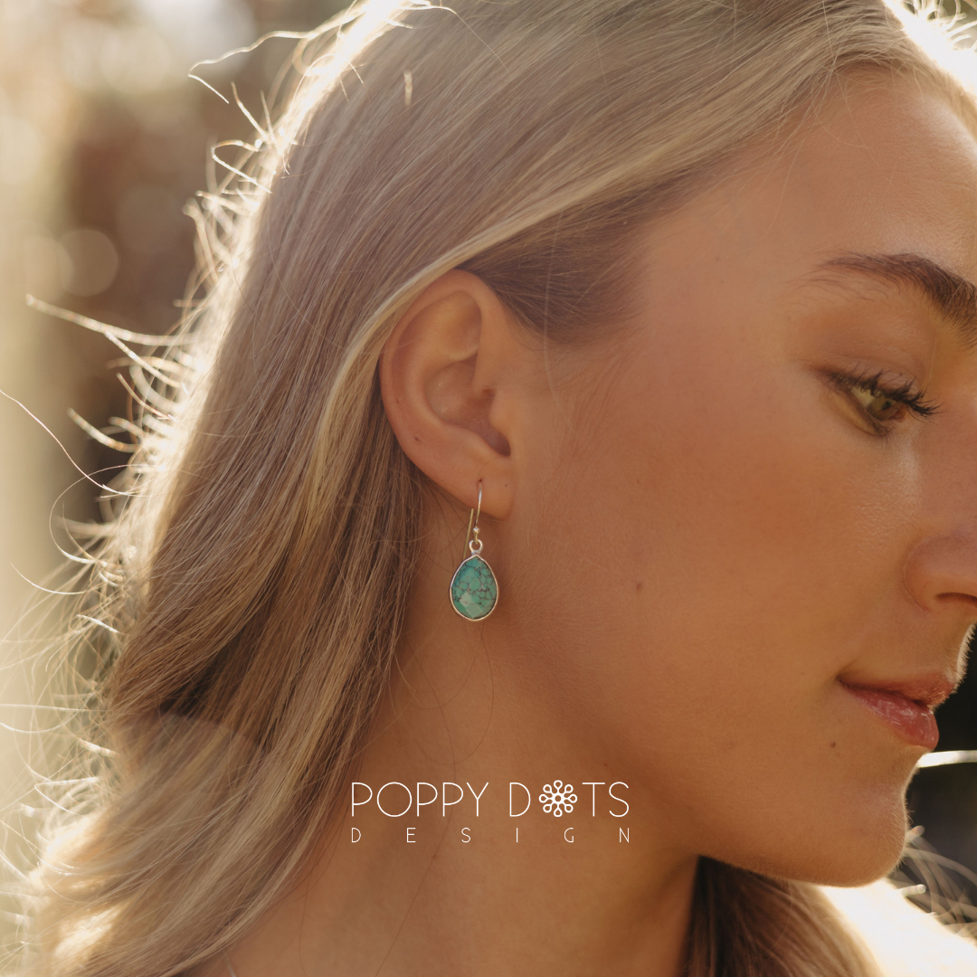 Sterling Silver Teardrop Turquoise Earrings
