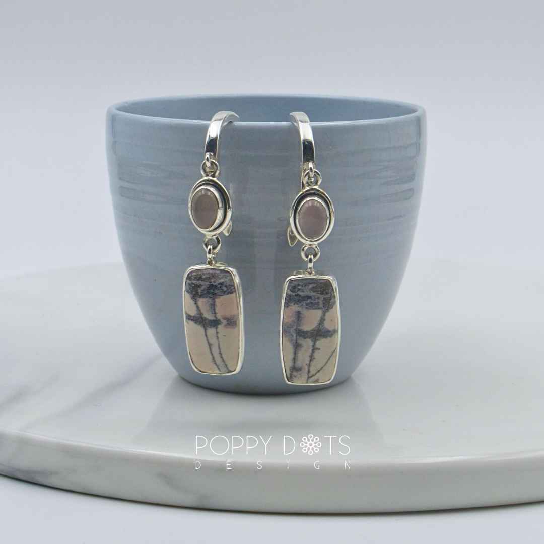 Luxurious Sterling Silver Butterfly Jasper Earrings and Ring Set