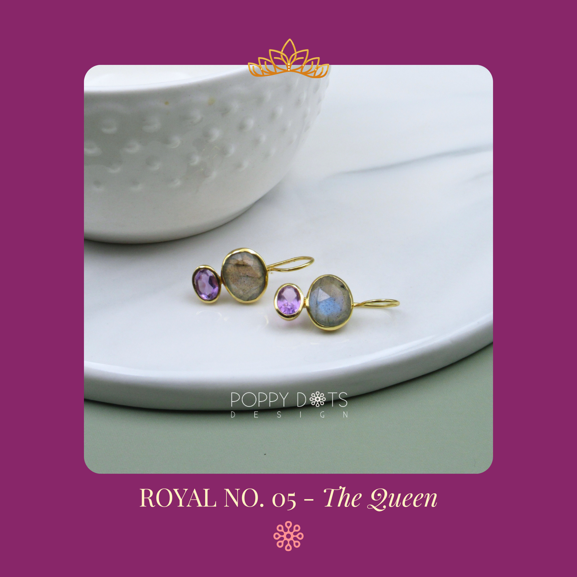 The Queen: Labradorite & Purple Amethyst Gold-Plated Sterling Silver Earrings