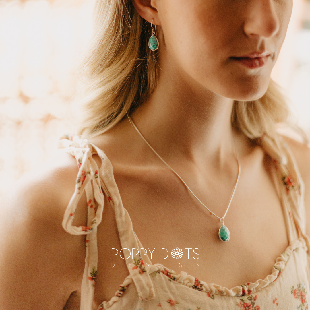 Sterling Silver Teardrop Turquoise Earrings