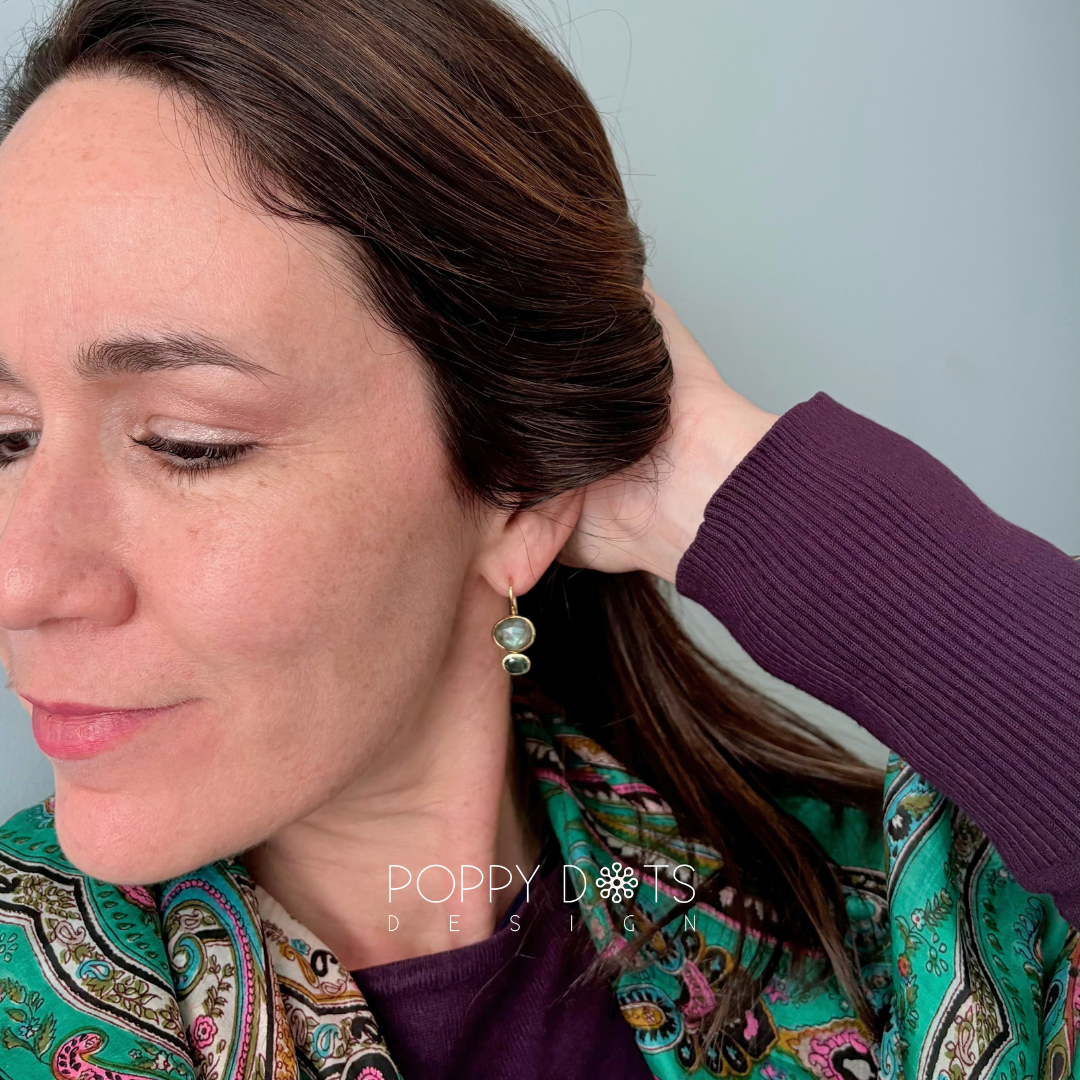 The Baroness: Labradorite & Green Tourmaline Gold-Plated Sterling Silver Earrings