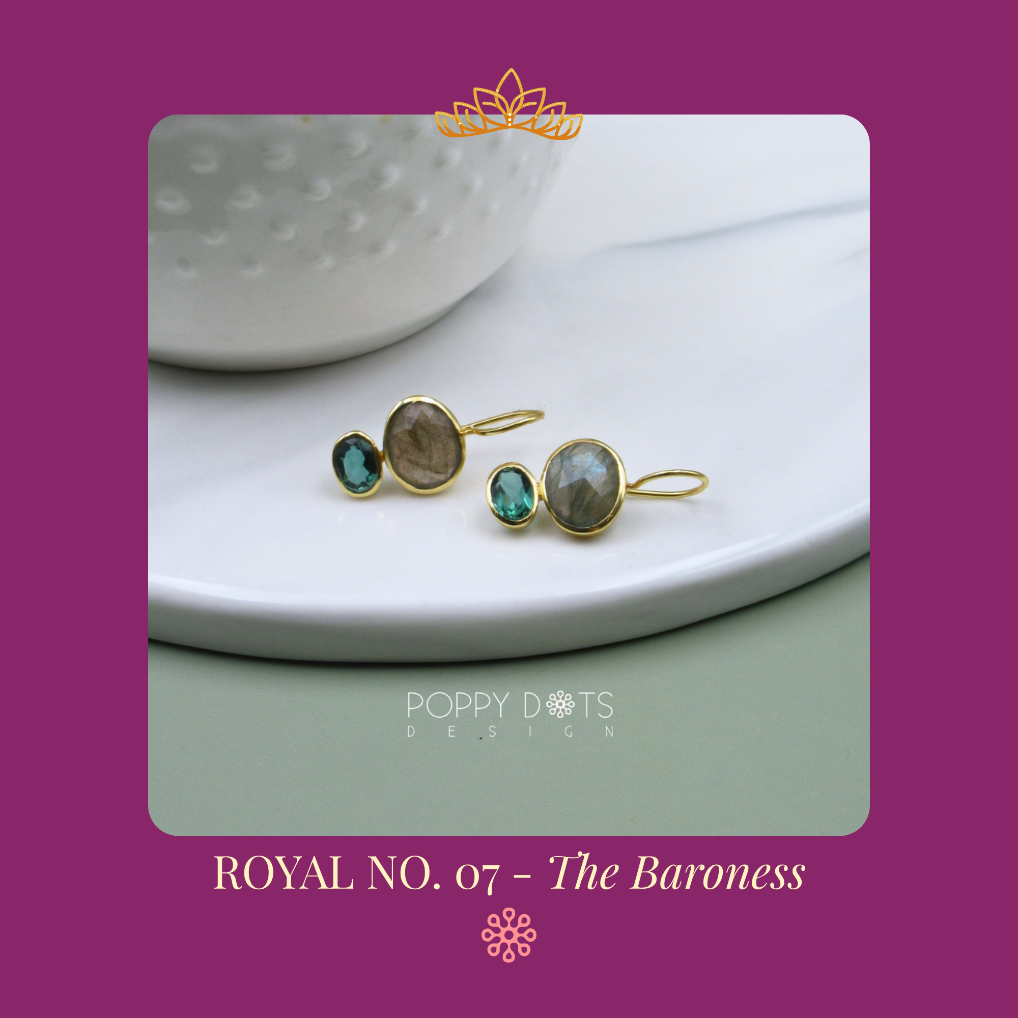 The Baroness: Labradorite & Green Tourmaline Gold-Plated Sterling Silver Earrings