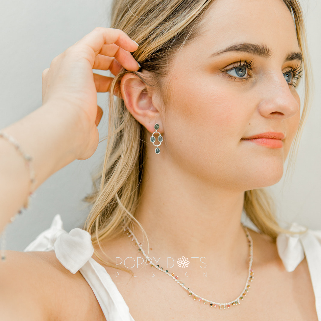 Sterling Silver Green Tourmaline Stud Earrings