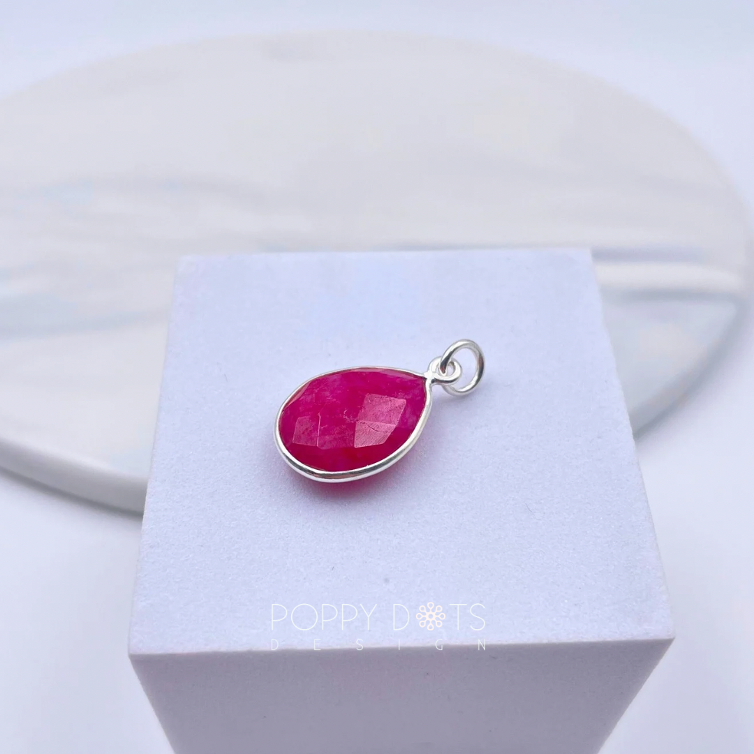 Sterling Silver Rubellite Teardrop Pendant