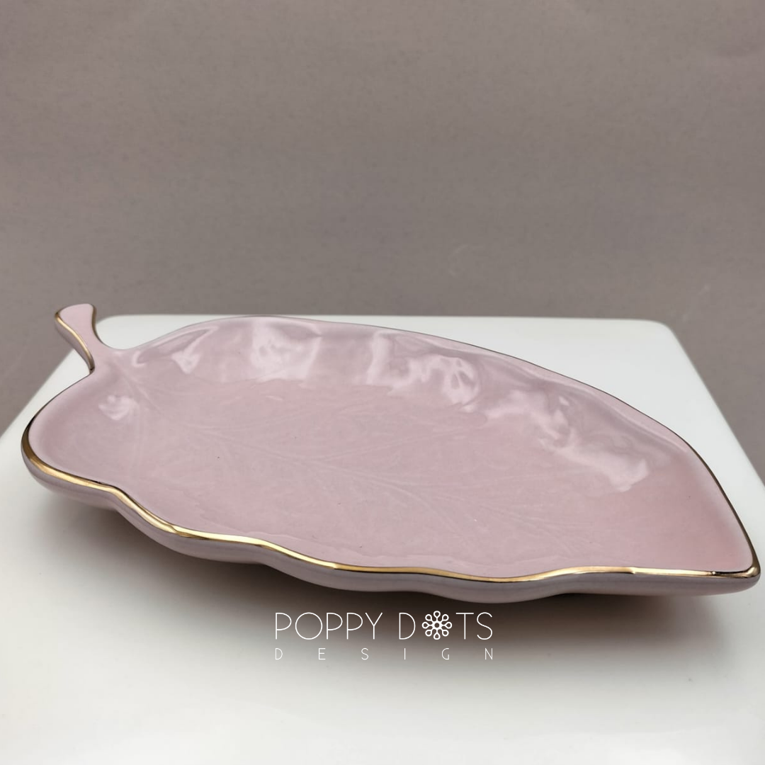 Ceramic Pink Leaf Plate