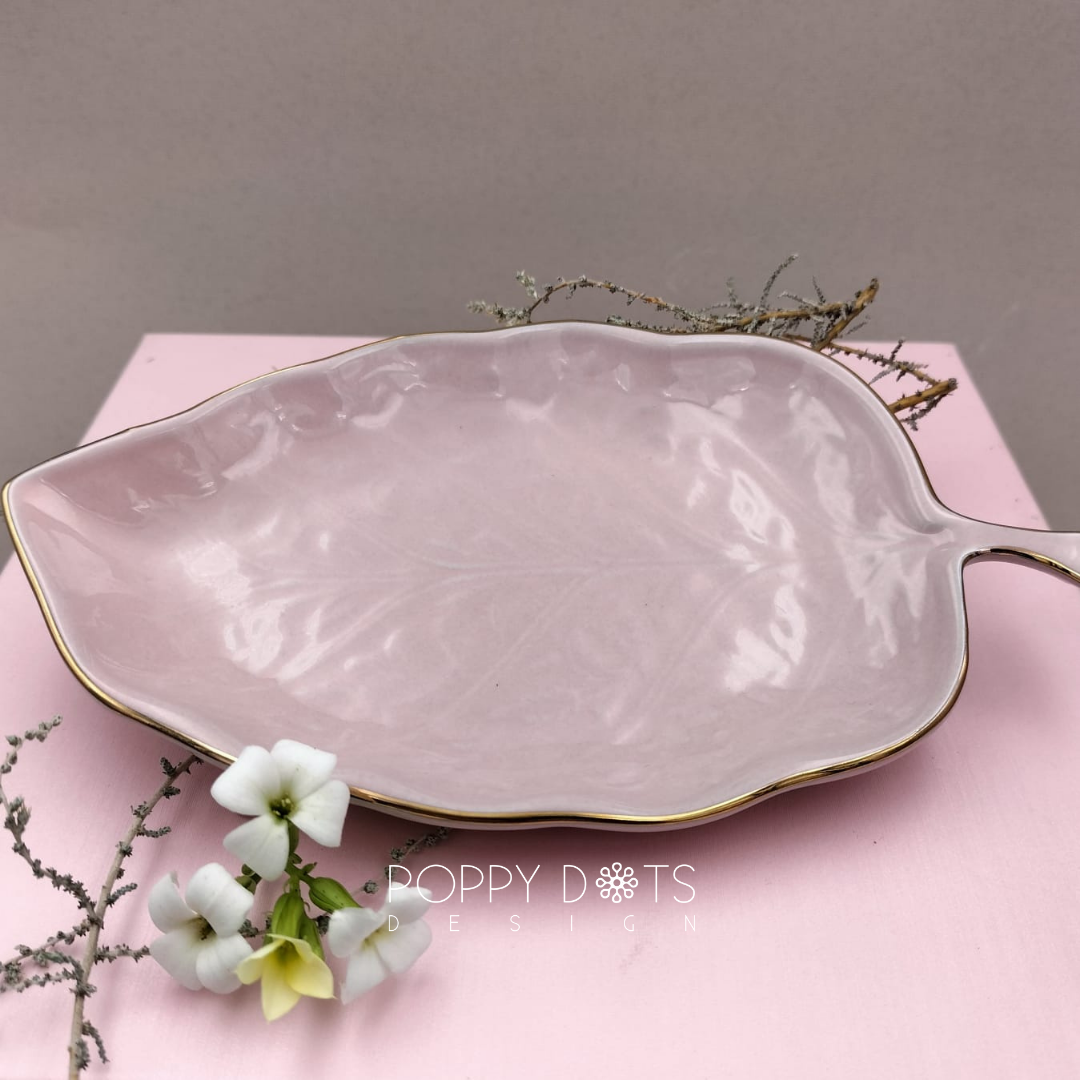 Ceramic Pink Leaf Plate