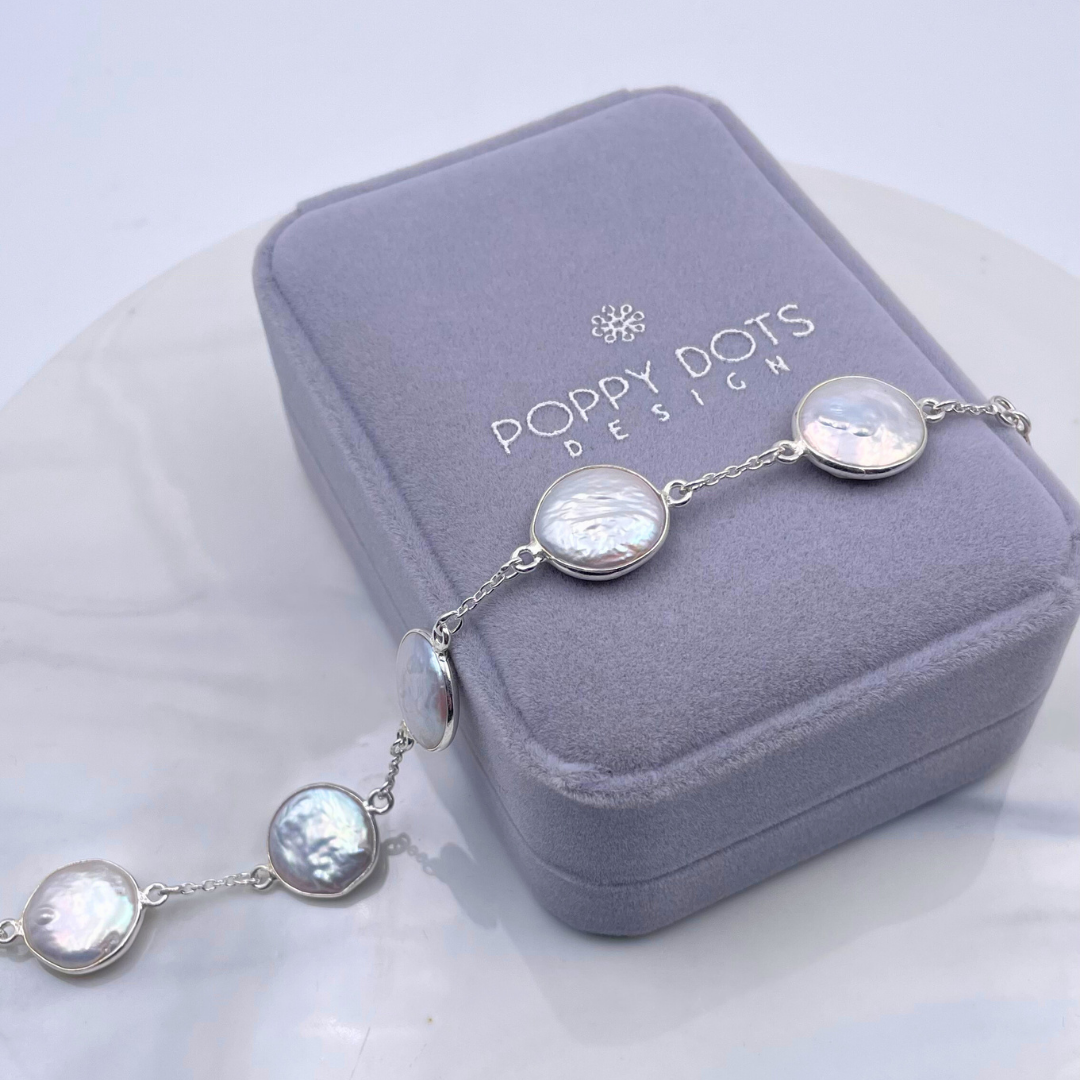 Sterling Silver Coin Pearl Bracelet