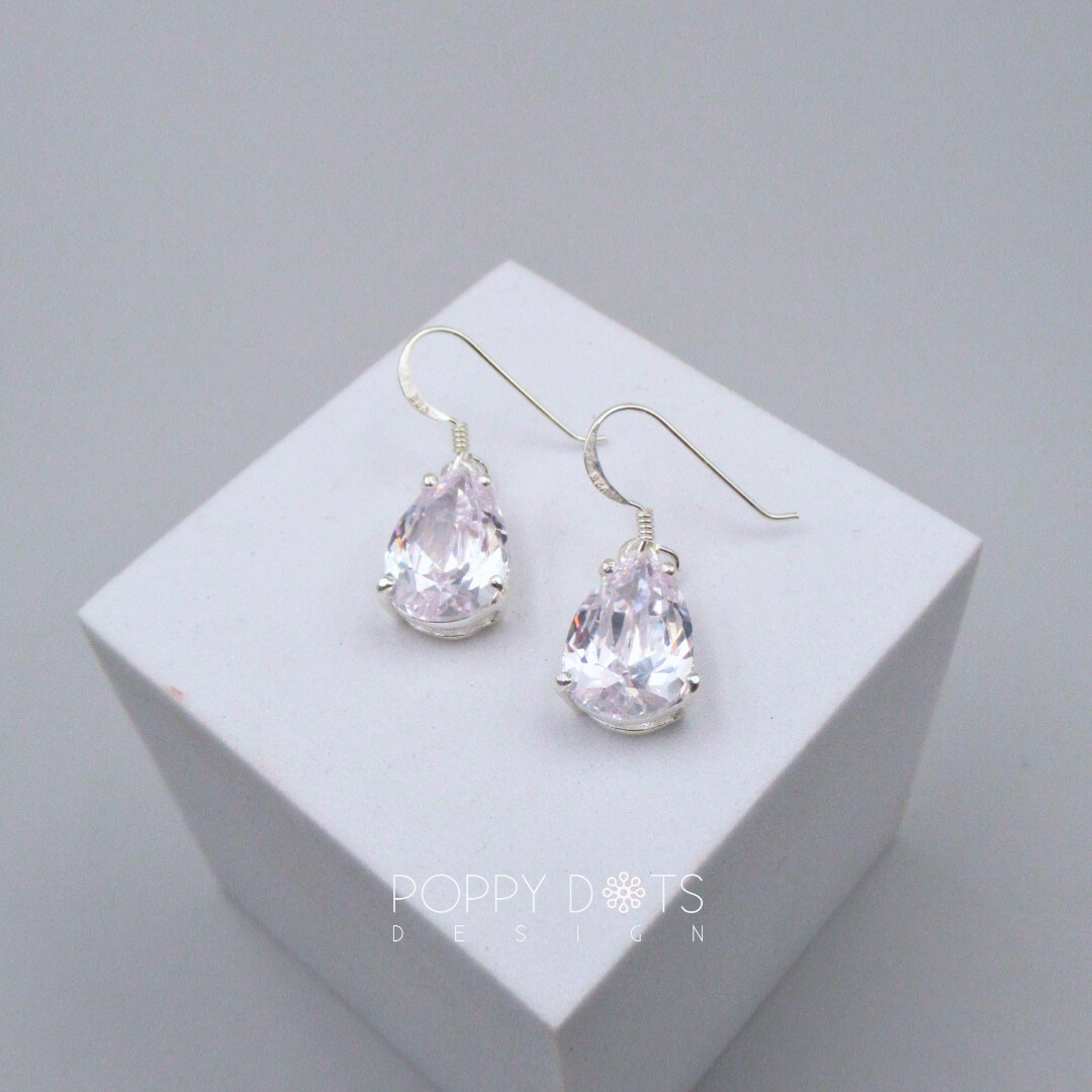 Sterling Silver Luxurious Teardrop Zirconia Earrings