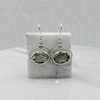 Exclusive Sterling Silver Double Oval Green Amethyst Earrings