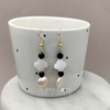 Gold Plated Shell Flower and Freshwater Peach Coin Pearl Earrings