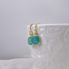Sterling Silver Gold Plated Blue Onyx Square Earrings