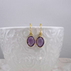 Sterling Silver Gold Plated Purple Amethyst Oval Earrings