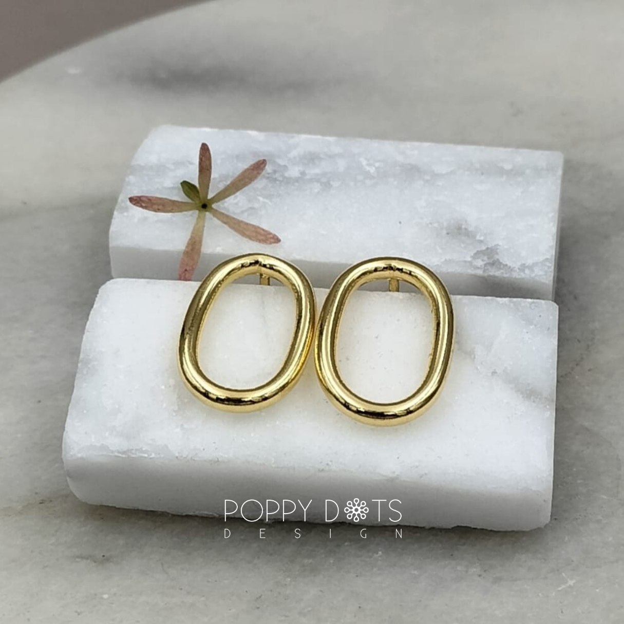 Gold Plated Sterling Silver Oval Studs