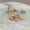 Gold Plated Sterling Silver and Zirconia Teardrop Huggie Earrings