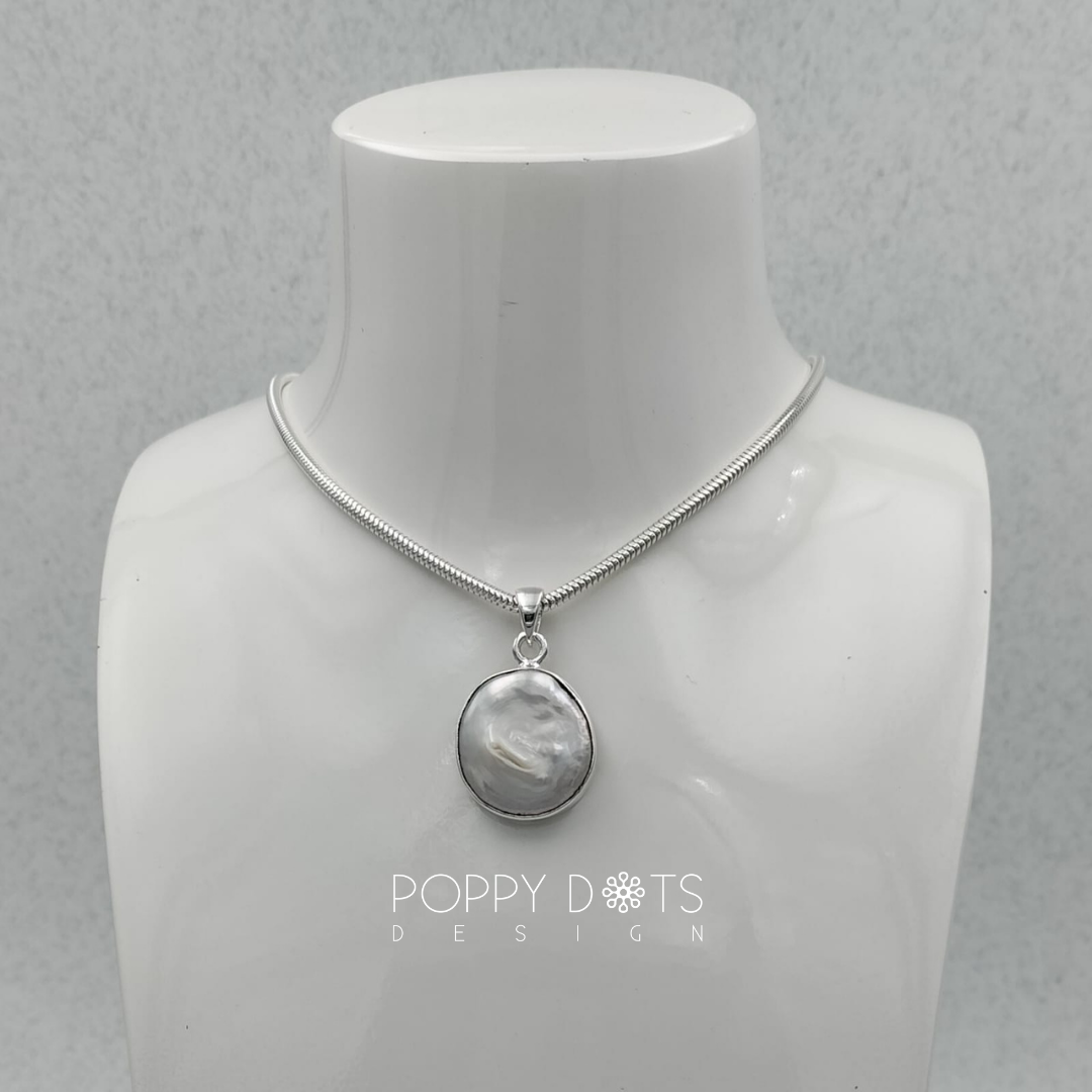 Luxurious Sterling Silver Chunky Round Baroque Pearl Pendant