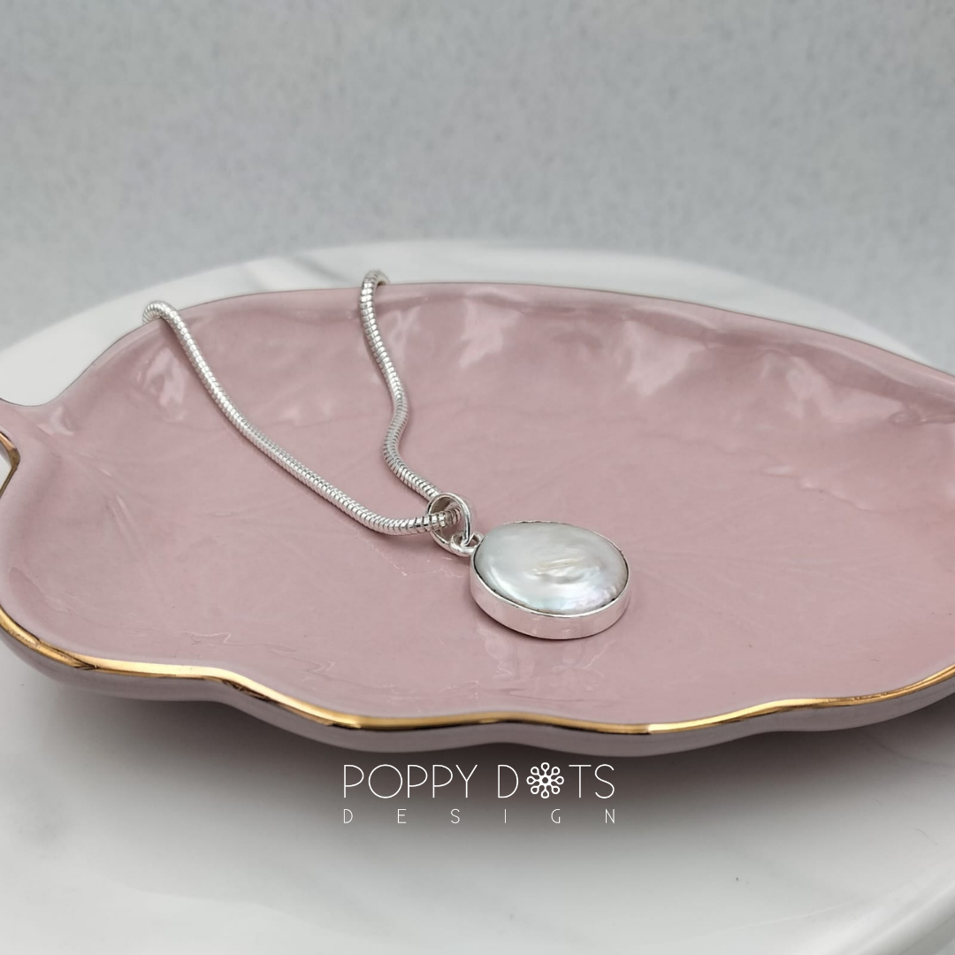 Luxurious Sterling Silver Chunky Round Baroque Pearl Pendant