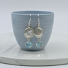 Luxurious Sterling Silver Coin Blue Topaz Earrings