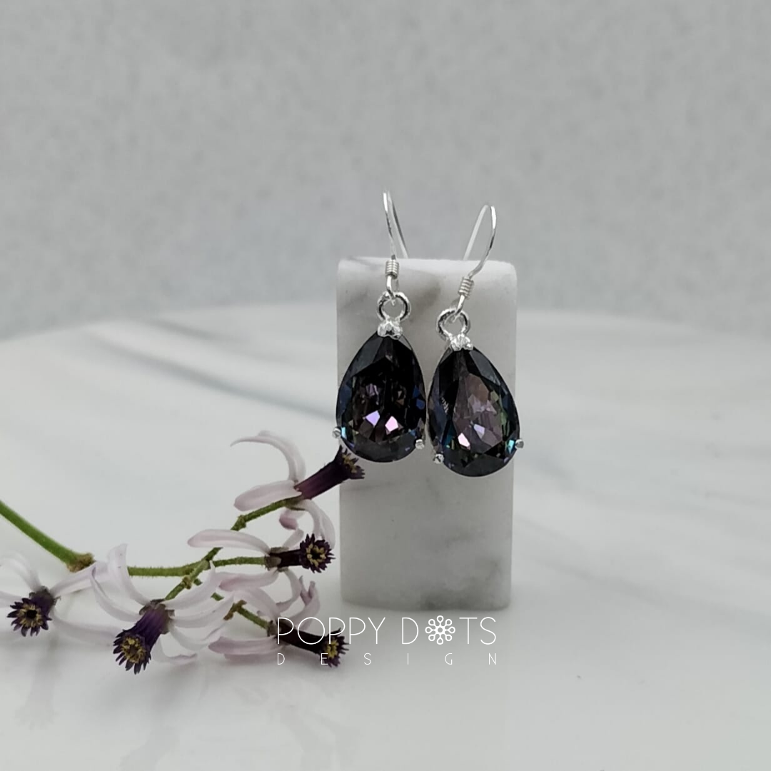 Luxurious Sterling Silver Mystic Topaz Teardrop Earrings