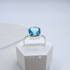 Luxurious Sterling Silver Square Blue Topaz Ring