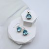 Sterling Silver Blue Topaz Trillion Earring and Pendant Set