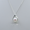 Luxurious Twisted Sterling Silver Pearl Drop Pendant
