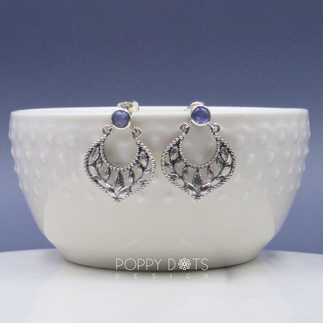 Luxury Sterling Silver Filigree Tanzanite Earrings