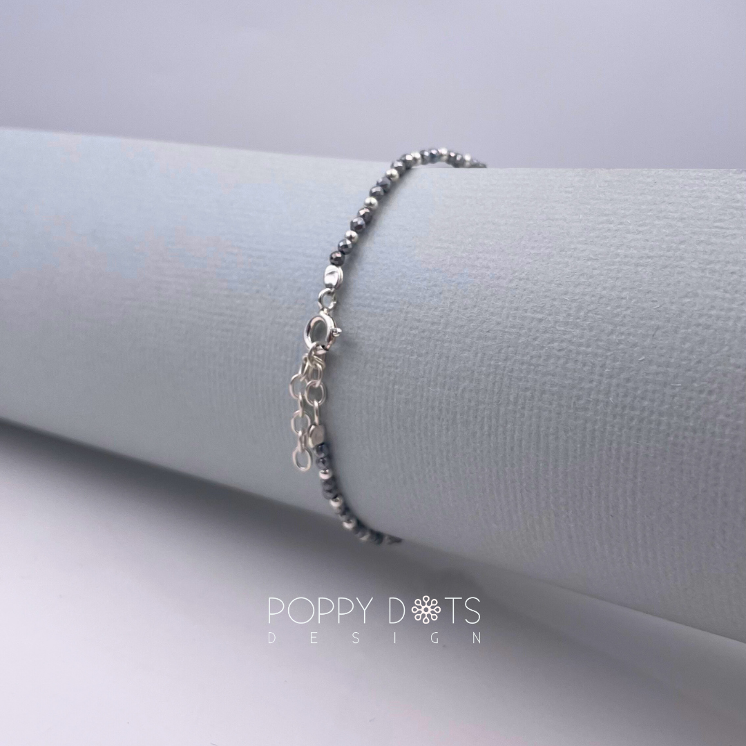 Sterling Silver and Grey Crystal Bracelet