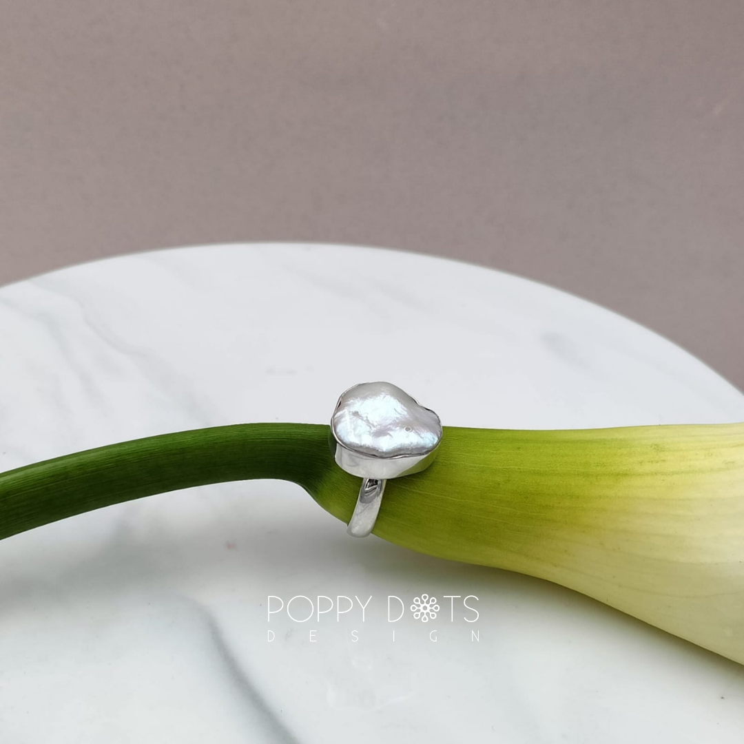 Sterling Silver Single Band Baroque Pearl Ring