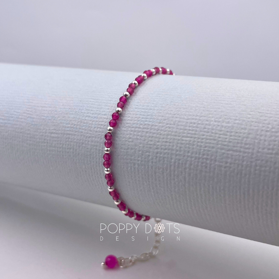 Sterling Silver and Pink Crystal Bracelet