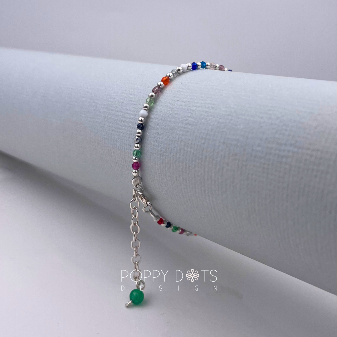 Sterling Silver and Rainbow Crystal Bracelet
