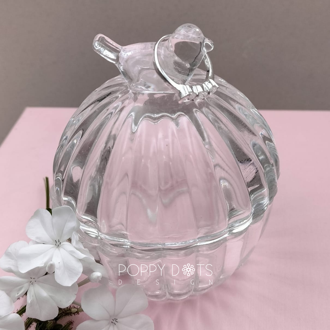 Round Glass Birdy Container
