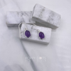 Sterling Silver Cab Oval Purple Amethyst Earrings