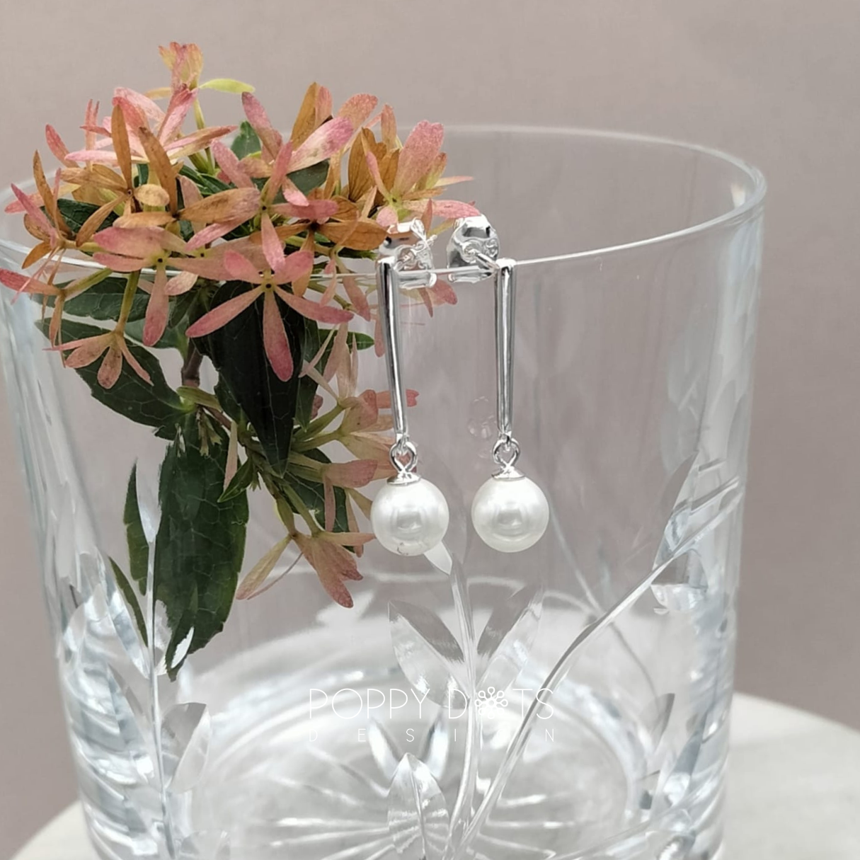 Sterling Silver Pearl Bead Drop Studs