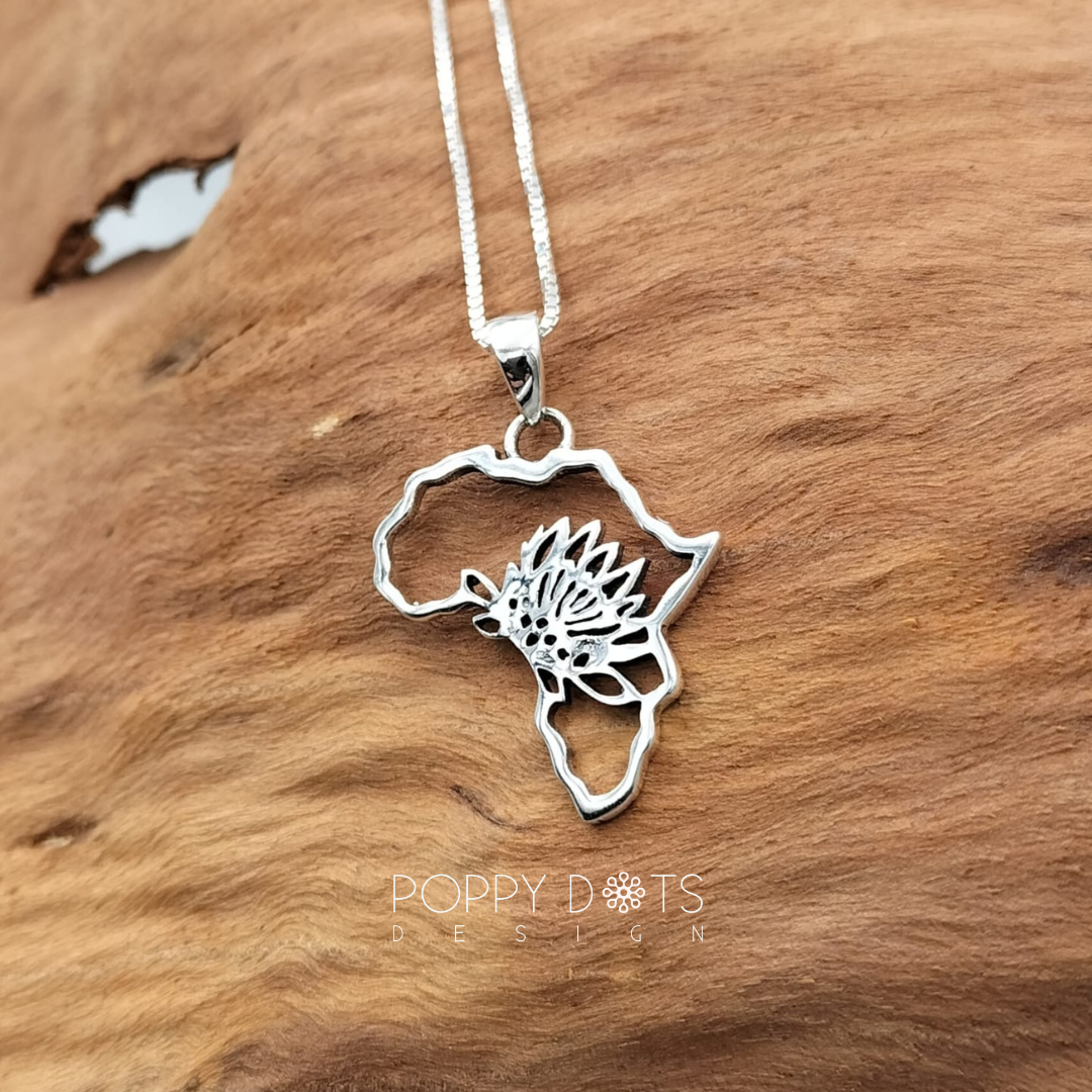 Sterling Silver Africa Protea Pendant