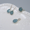 Luxurious Sterling Silver Aquamarine Earrings, Ring and Pendant Set