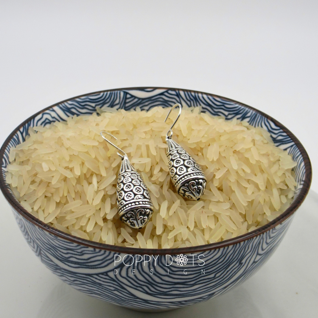 Sterling Silver Arabesque Teardrop Earrings