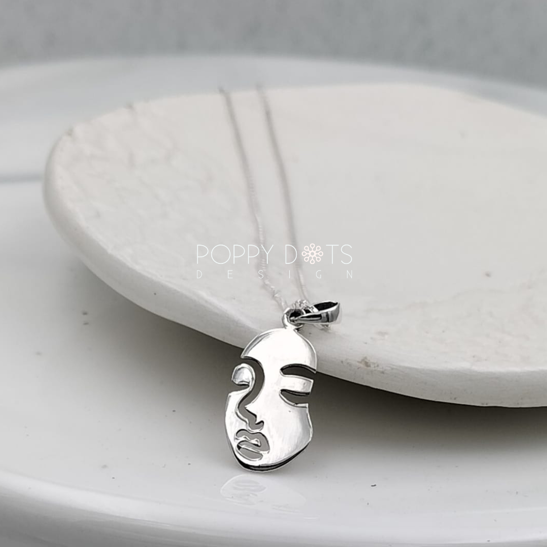 Sterling Silver Arty Face Pendant