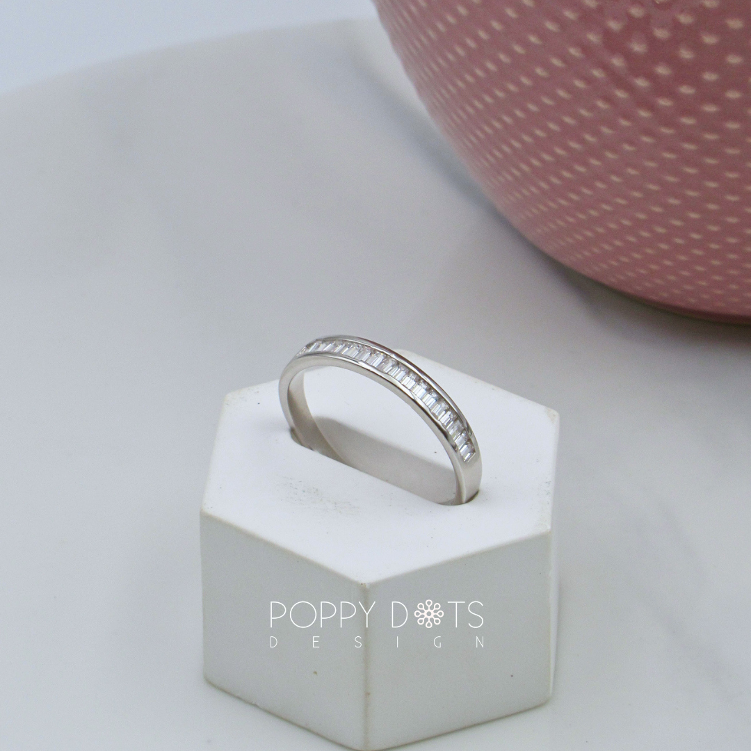 Sterling Silver Zirconia Baguette half Eternity Ring