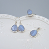 Luxurious Sterling Silver Blue Lace Agate Earrings, Ring and Pendant Set