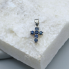 Sterling Silver Sapphire Cross Pendant