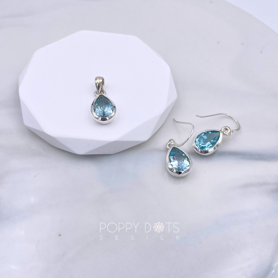 Deluxe Sterling Silver Blue Topaz Teardrop Earrings